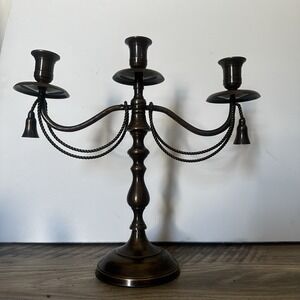 Gatco Solid Brass Candle Holder 3 Candles Vintage Ornate 13" by 12.75"